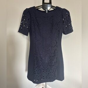 Patrizia Pepe Navy Laser Cut Shift Dress